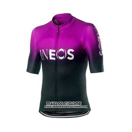 2019 Maillot Ciclismo Castelli Ineos Noir Violet Manches Courtes et Cuissard